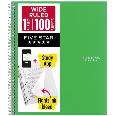 Five Star 8"x10.5" 1 Subject Wide Ruled Notebook Retro Green 100 Pages - Image 7