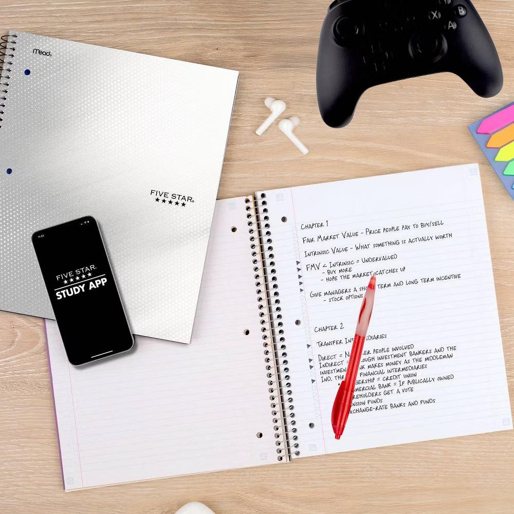 Five Star 8.5"x11" Active College Ruled Notebook 80 Pages White - Image 4