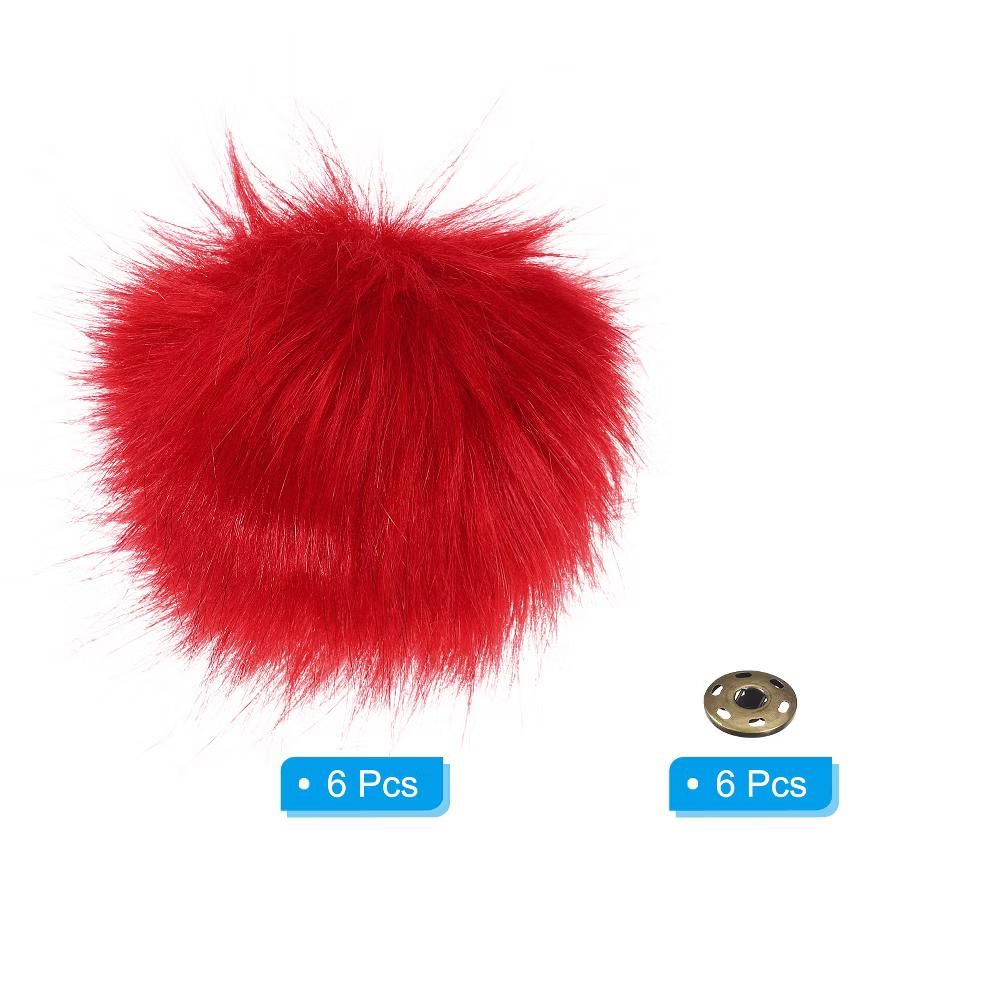 Fluffy Soft Elastic Faux Fur Pom Poms for Hats DIY Scarves 6 Pcs - Image 22