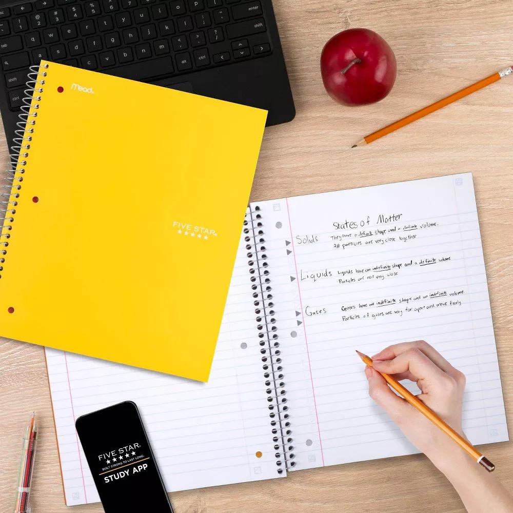 Five Star 170 Sheets 3 Subject Wide Ruled Customizable Notebook Feature Rich Black: Spiral, 8x10.5", Perforated, SFI Certified - Image 3