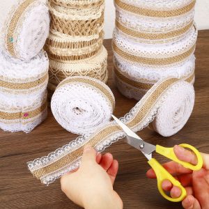 Floral Sided Soft Wrapping Decoration Burlap Fabric Ribbons