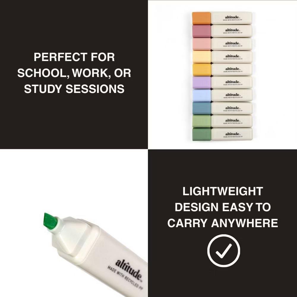10pk Mini Highlighters - Chisel Tip, Multicolor Ink, 5.0mm Tip - Image 3