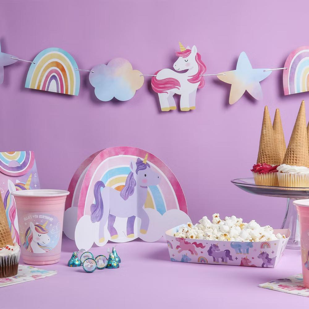 Unicorn Party Paper Food Trays, Disposable Food Boats for Rainbow Unicorn Birthday, Double-Sided Paper Meal Holders - 12 Ct - Image 6