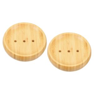 Natural Bamboo Self-Draining Round Smooth Bathroom Soap Dish