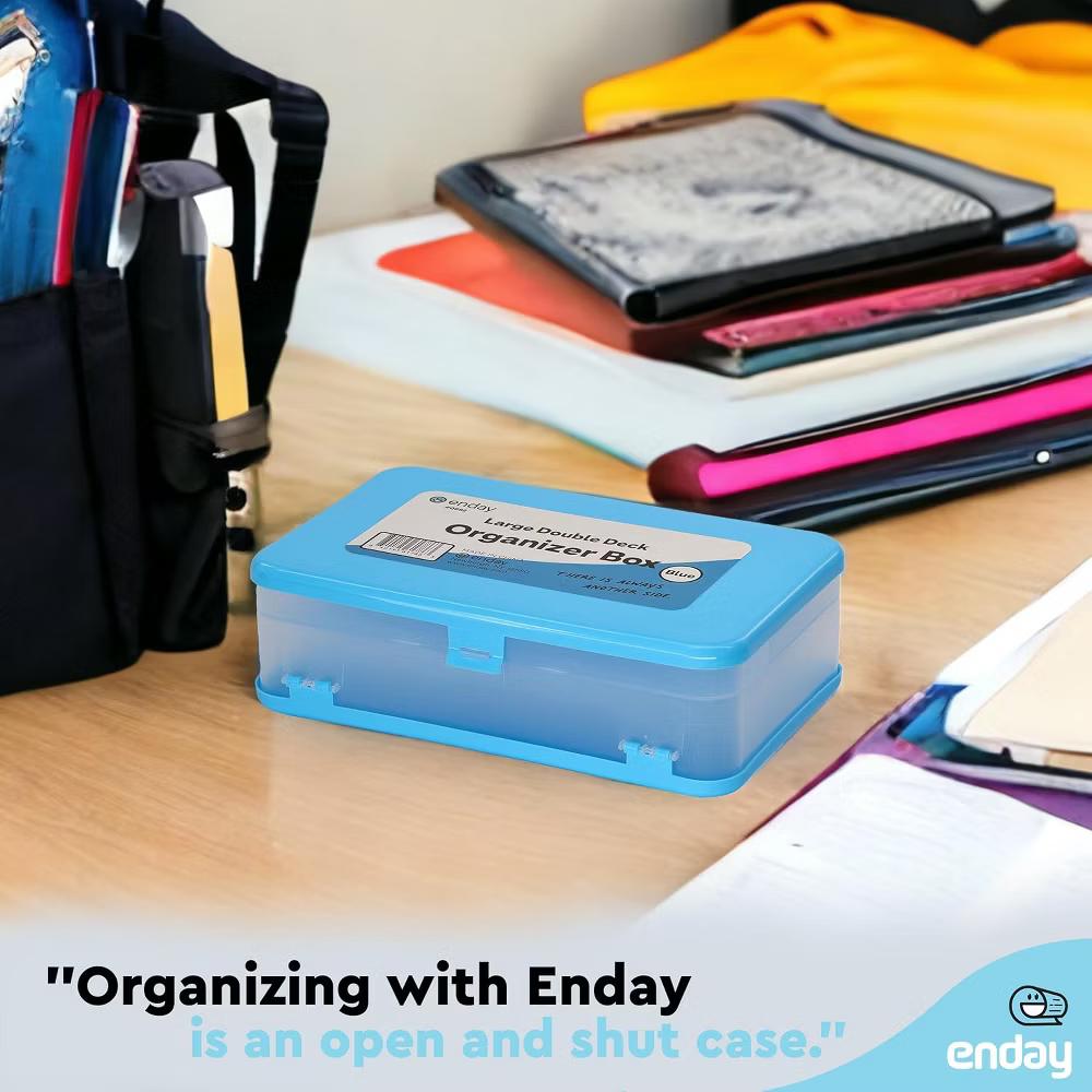 Large Capacity Double Deck Pencil Box - Plastic With 12 Compartments, Snap-Tight Lid, Hard Case Storage Organizer - Image 18