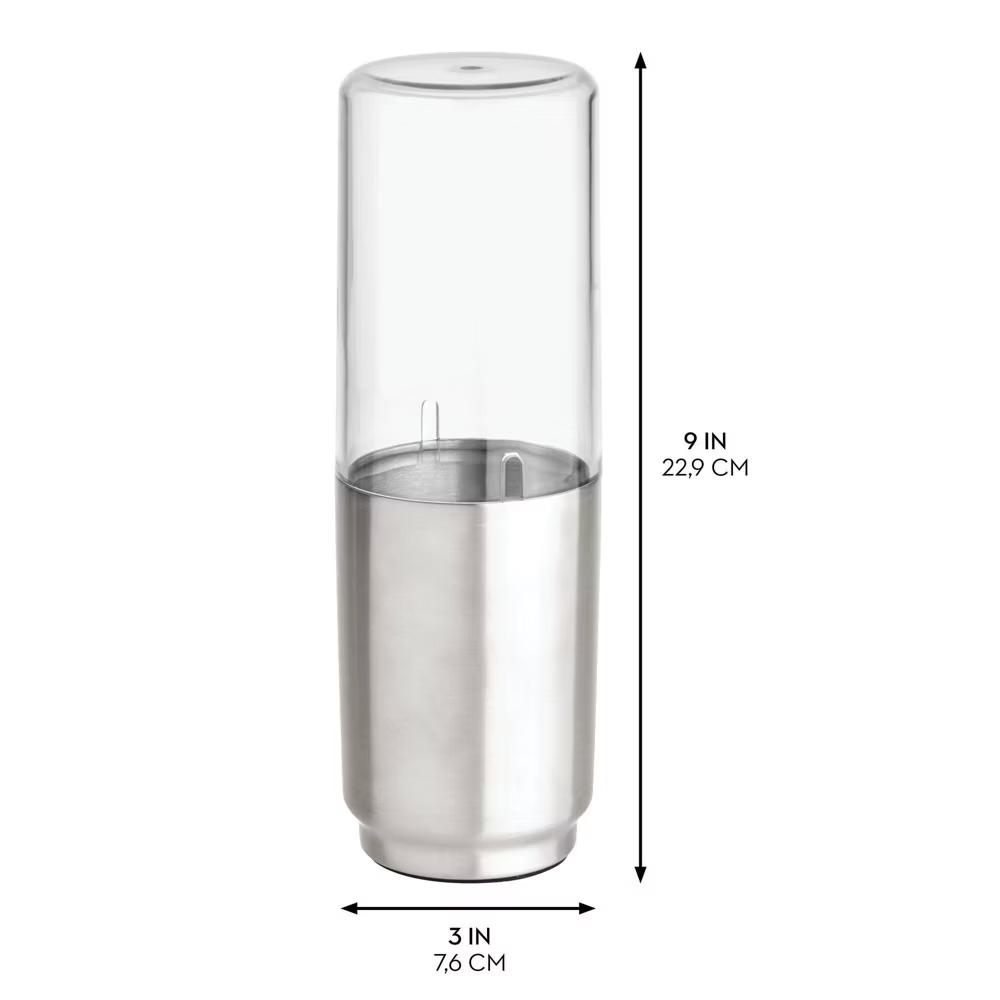 Austin Covered Toothbrush Holder Clear/Brushed: Bathroom Organizer with Steel & Plastic Design - Image 6