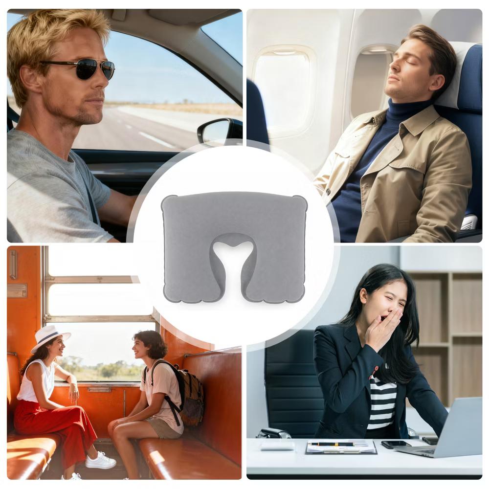 Comfortable Inflatable Travel Pillow with Eye Mask Earplugs 1 Set - Image 11