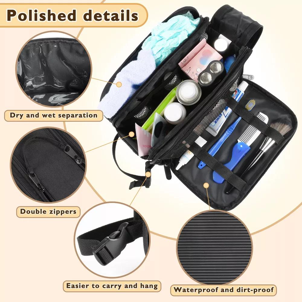 Tirrinia Travel Waterproof Toiletry Bag for Men, Wet-Dry Separation Toiletry Kit, Black - Image 3