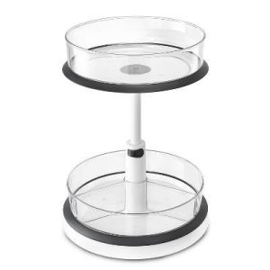 2-Tier Clear Lazy Susan Makeup Organizer - Rotating Cosmetic Storage for Vanity, Bathroom, Bedroom