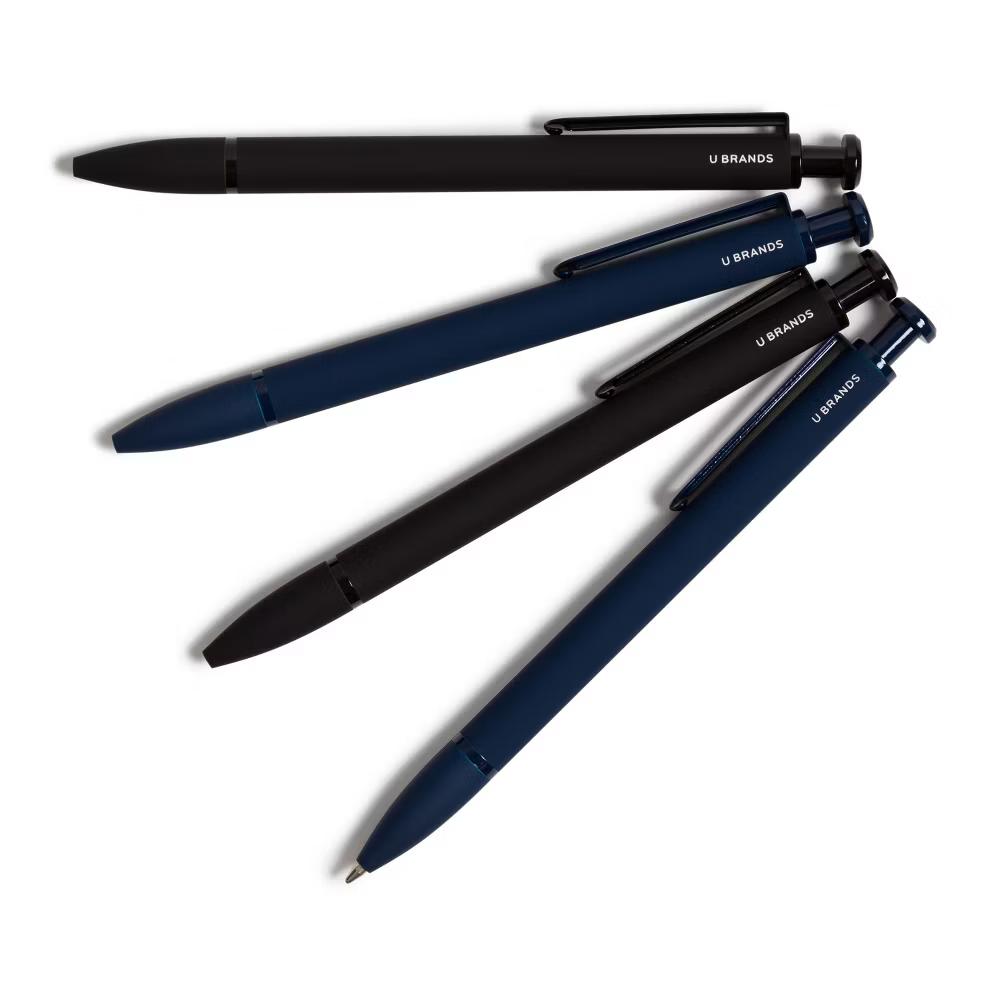 4pk Ballpoint Pens Monterey Soft Touch 2 Black 2 Blue: 1.0mm Retractable, Non-Toxic, Fade-Resistant, Journal Pens - Image 6