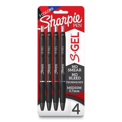 4pk S-Gel Gel Pens Black 0.7mm Medium Tip - Red, Blue, Black Ink: Retractable Pen Set with Contoured Grip & Pocket Clip - Image 9