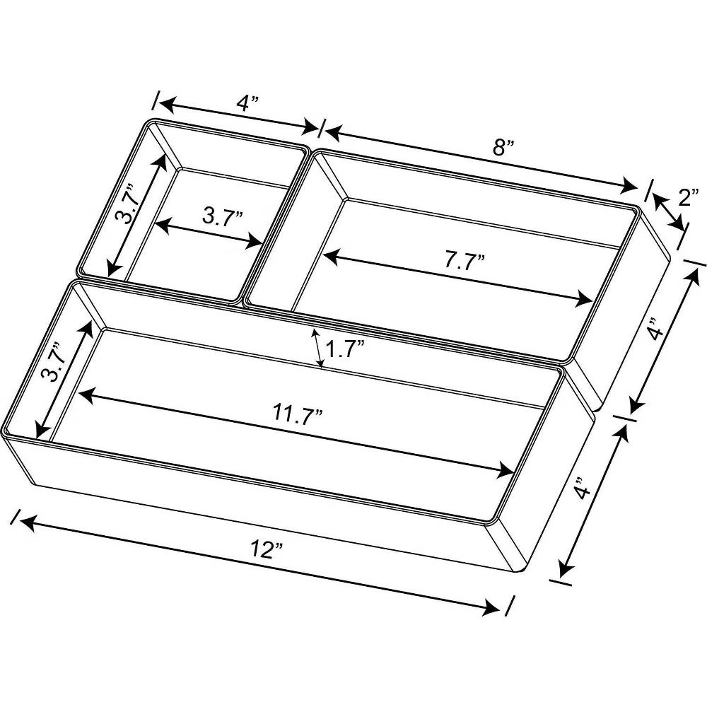 3 Bathroom Plastic Tray Beauty Organizer Set Clear - Image 5