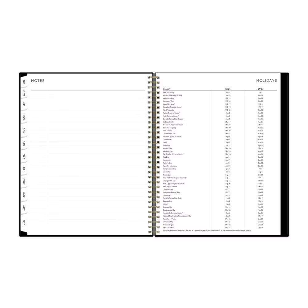 Blue Sky 8.5"x11" 2026-2027 Weekly/Monthly Planner BS Black PP with Double Horizontal Pockets Wirebound