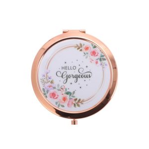 Round Compact Makeup Mirror Rose Gold Tone 1 Pc