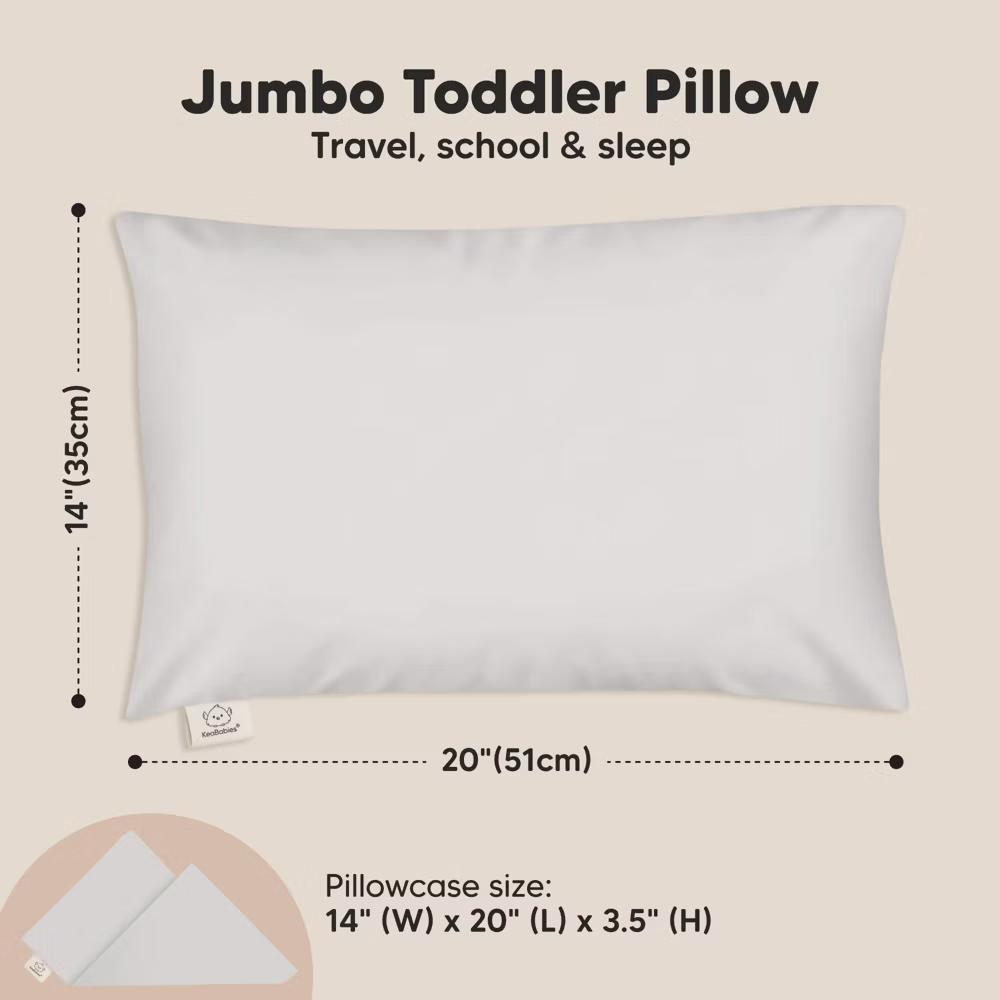 Jumbo Toddler Pillow with Pillowcase, 14X20 Soft Organic Toddler Pillows for Sleeping, Kids Travel Pillow - Image 17