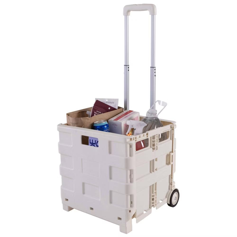 Simplify Portable Folding Shopping Utility Cart White Kennedy International: Foldable Grocery & Utility Cart with Wheels - Image 3