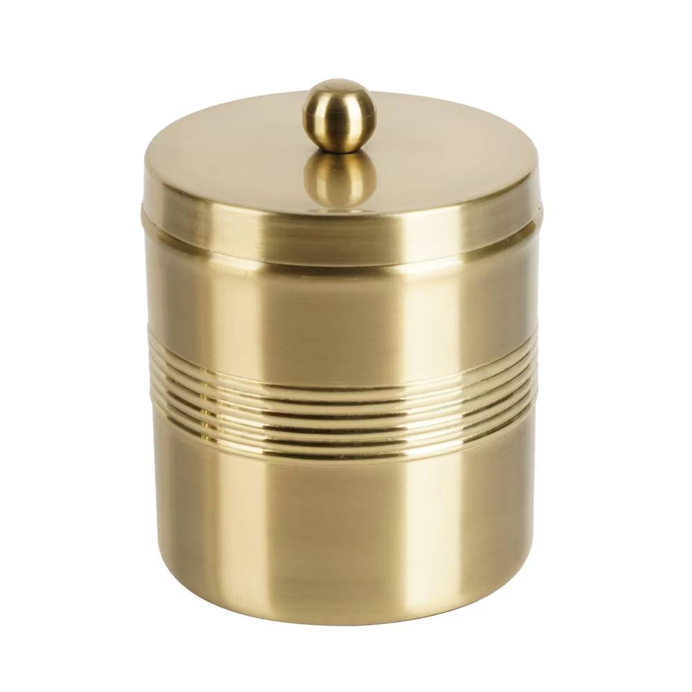 Jewel Decorative Stainless Steel Bathroom Vanity Countertop Storage Organizer Canister Jar: Metallic Gold - Image 2