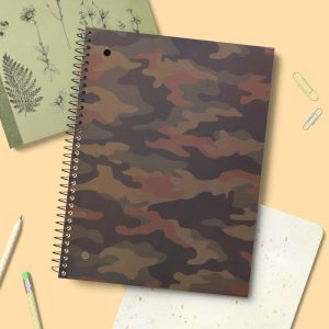 Camo Matte 7.5"x10.5" Soft Touch Wide Ruled Spiral Paper Notebook Green
