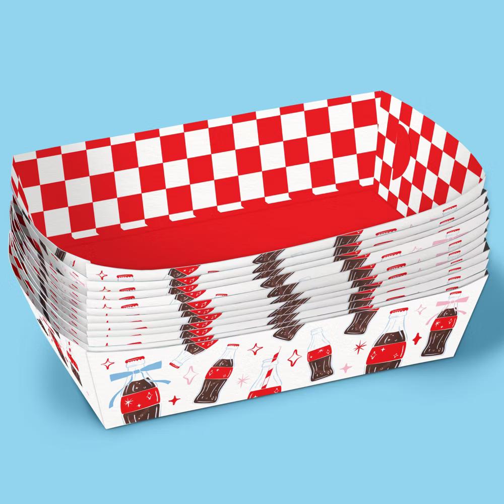 She's Ready to Pop Vintage Soda Bottle Paper Food Trays, Disposable Food Boats for Retro Party, Double-Sided Meal Holders - 12 Ct - Image 3