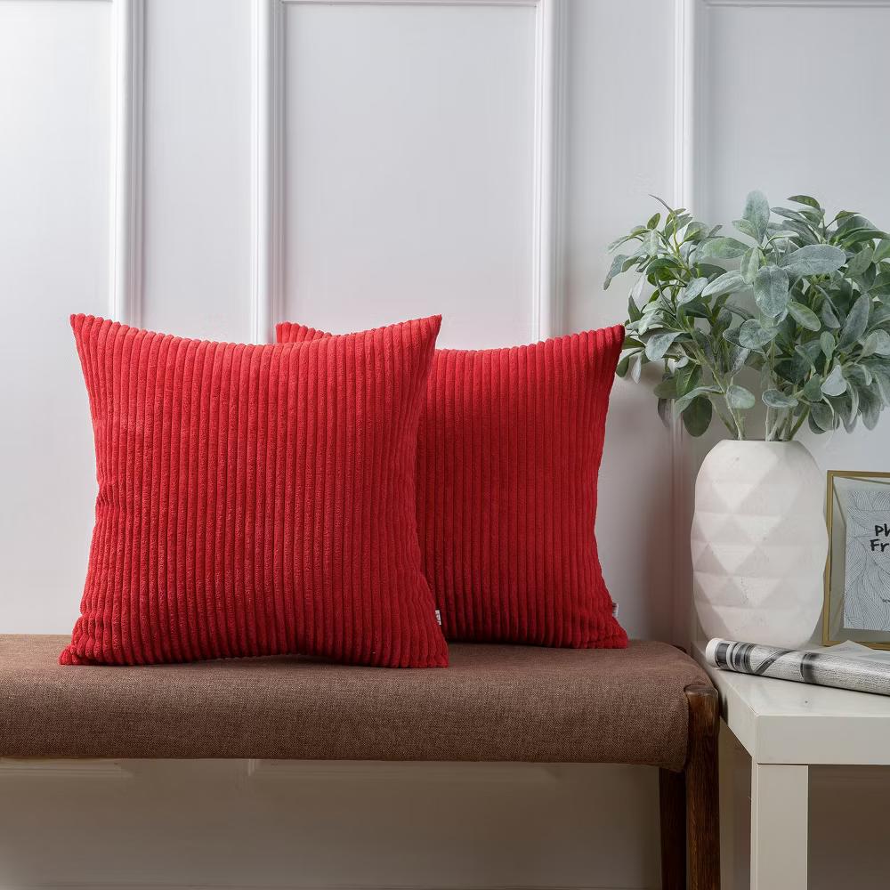 Phantoscope Solid Color Corduroy Pillow Covers Set of 2 Plush Velvet & Soft Accent - Image 10