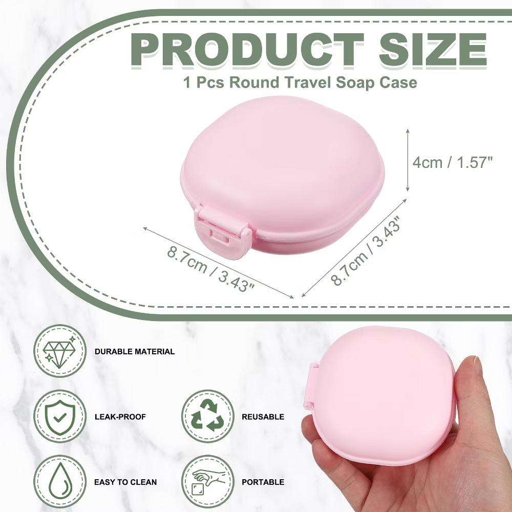 Soap Dish, Portable Travel Soap Box Waterproof Holder Case Round - Image 12