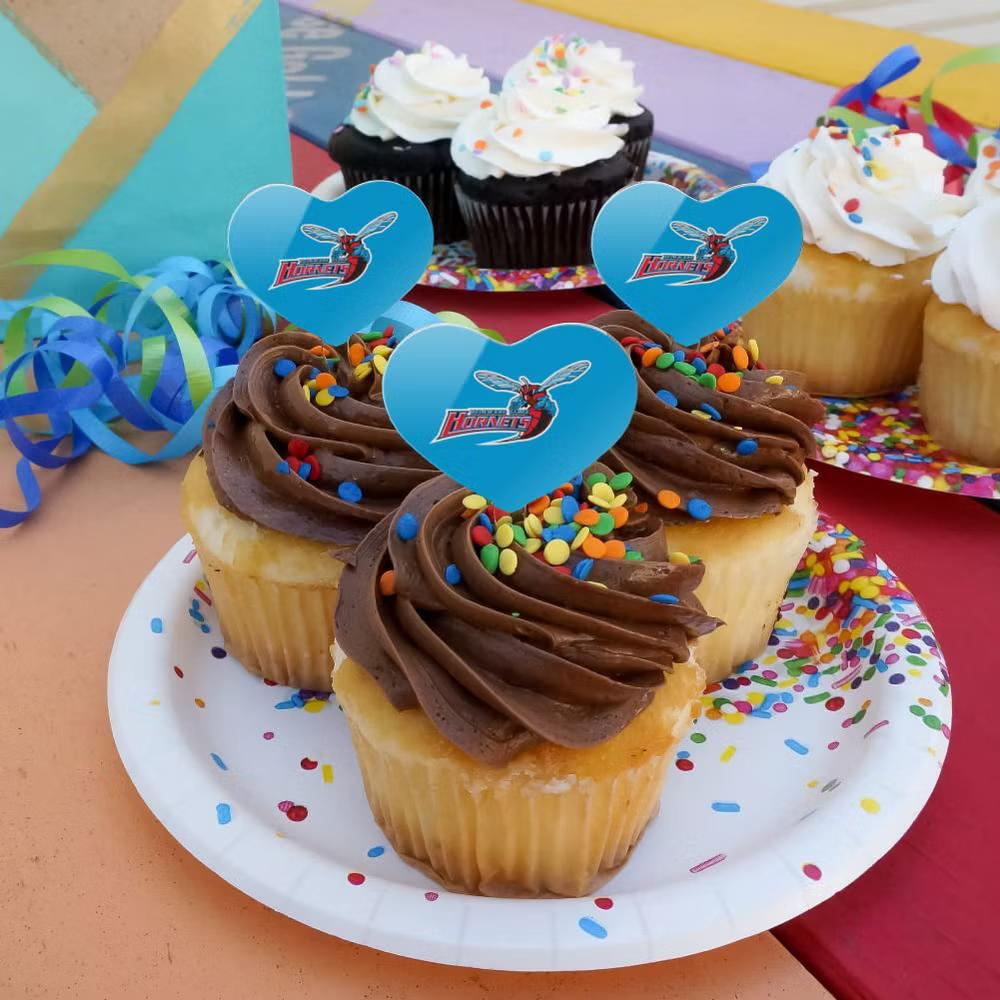 Delaware State University Primary Logo Heart Love Cupcake Picks Toppers Decoration Set of 6 - Image 2