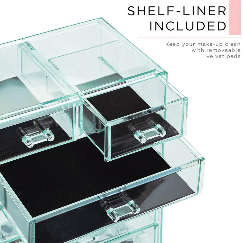 2 Piece Acrylic Makeup and Jewelry Storage Organizer Case (6 Drawers and Lipstick Tray) - Image 46
