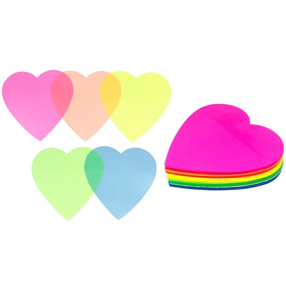 Transparent Sticky Notes, Waterproof Self-Adhesive Memos for Home, School, Office (Set of 5), Hearts - Image 5