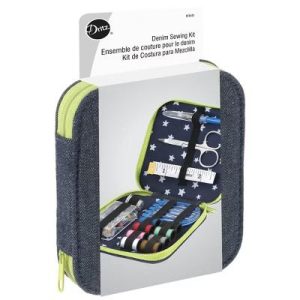 Denim Sewing Kit Navy: Compact Travel Size Sewing Needle Kit with Storage Case