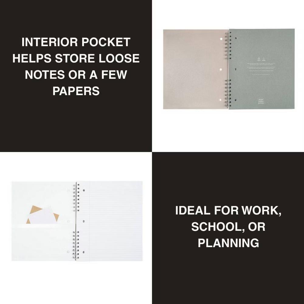 100pg 1 Subject College Ruled Notebook - 9" 11", Split Wire Binding, Warm Gray - Image 3