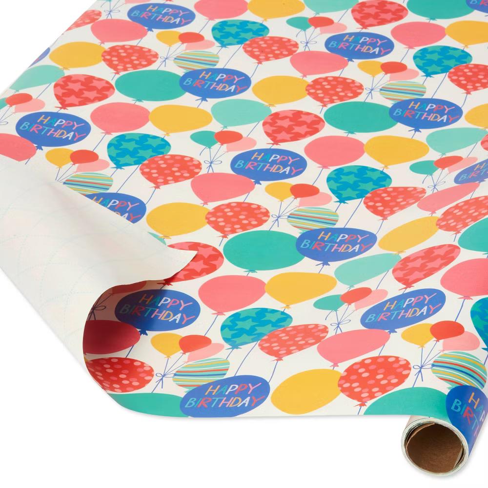 20 Sq Ft Balloons Kids' Birthday Wrapping Paper - Image 3