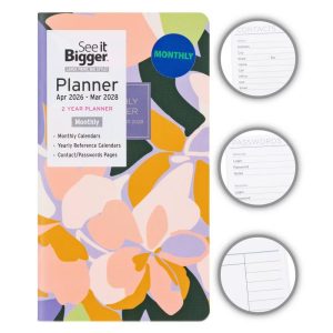 See It Bigger 3.75"x6.75" April 2026 - March 2028 Monthly Pocket Planner Bold Floral