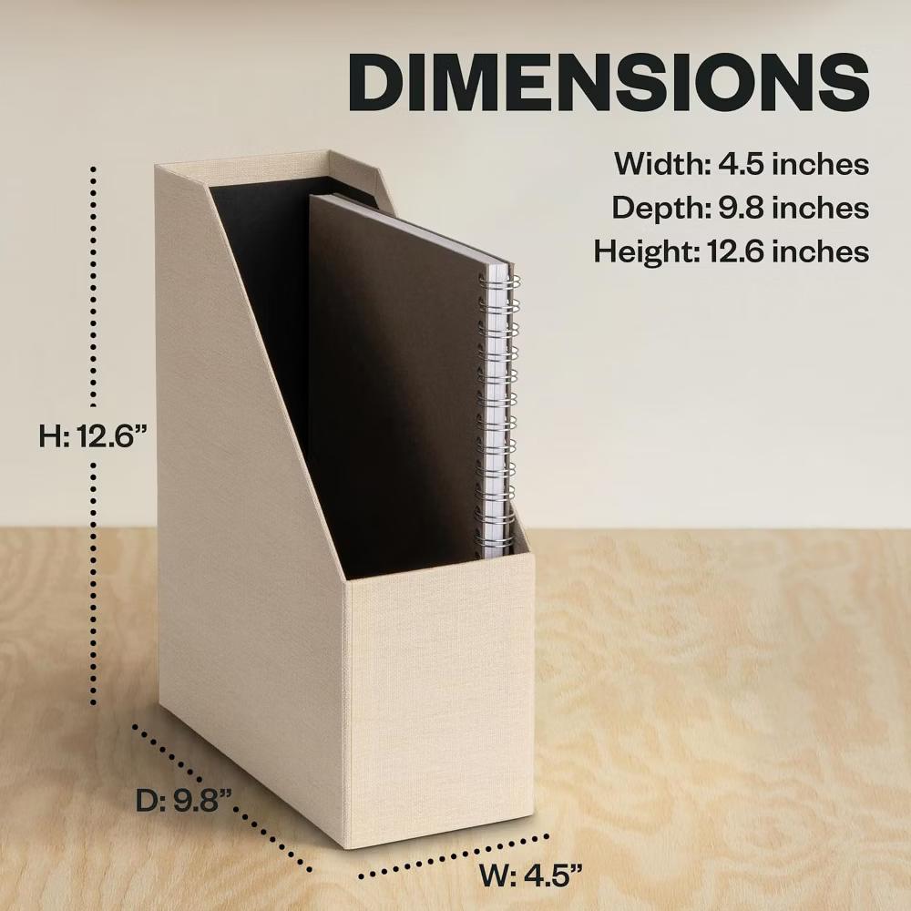 Bigso Estelle Magazine File Holder with Leather Handle – Desk Organizer for Papers and Catalogs, 12.6" 4.5" 9.8" - Image 11