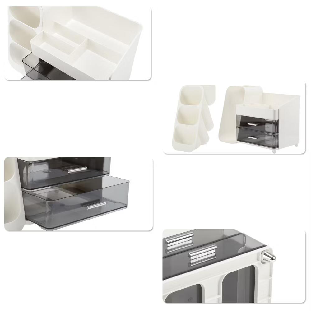 Three-Layer Makeup Organizer with Drawer White 1 Pc - Image 4