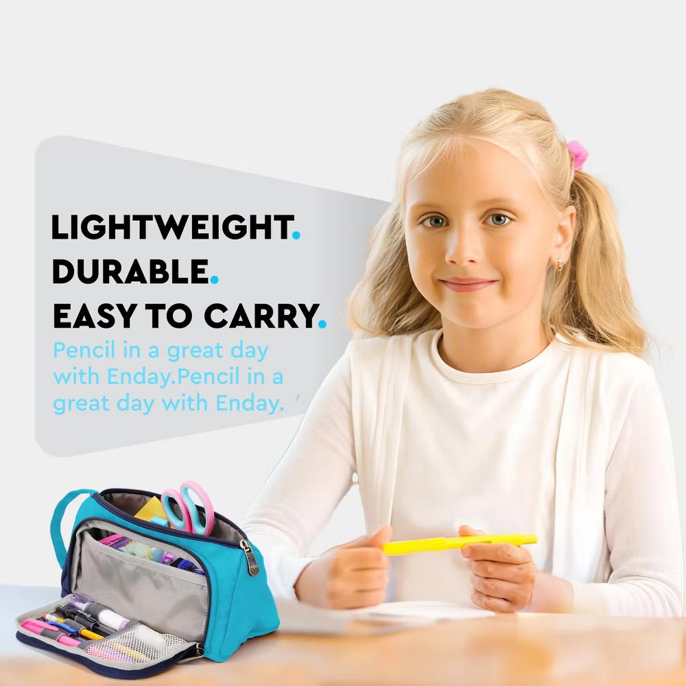 Large Capacity Pencil Case, 3-Compartment Zipper Pencil Pouch, Cute Pencil Case Organizer - Image 11