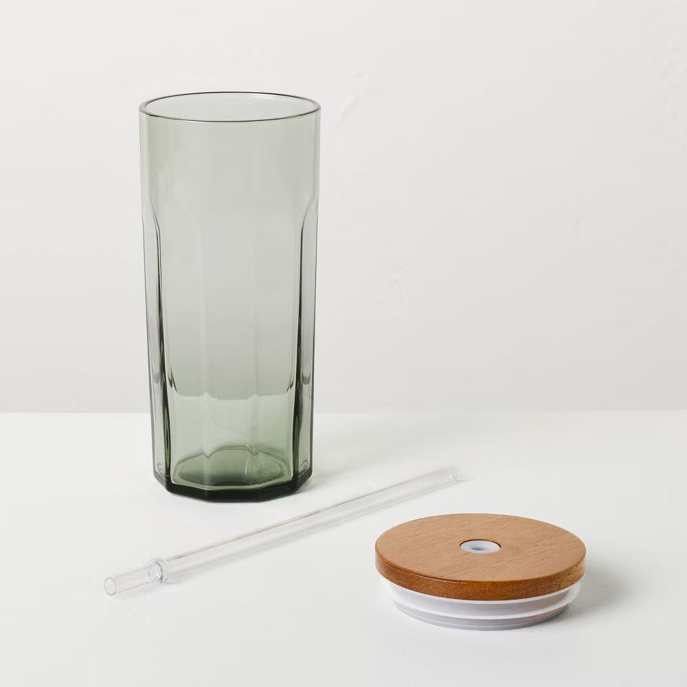 21oz Glass Tumbler with Wooden Lid - with Magnolia - Image 10