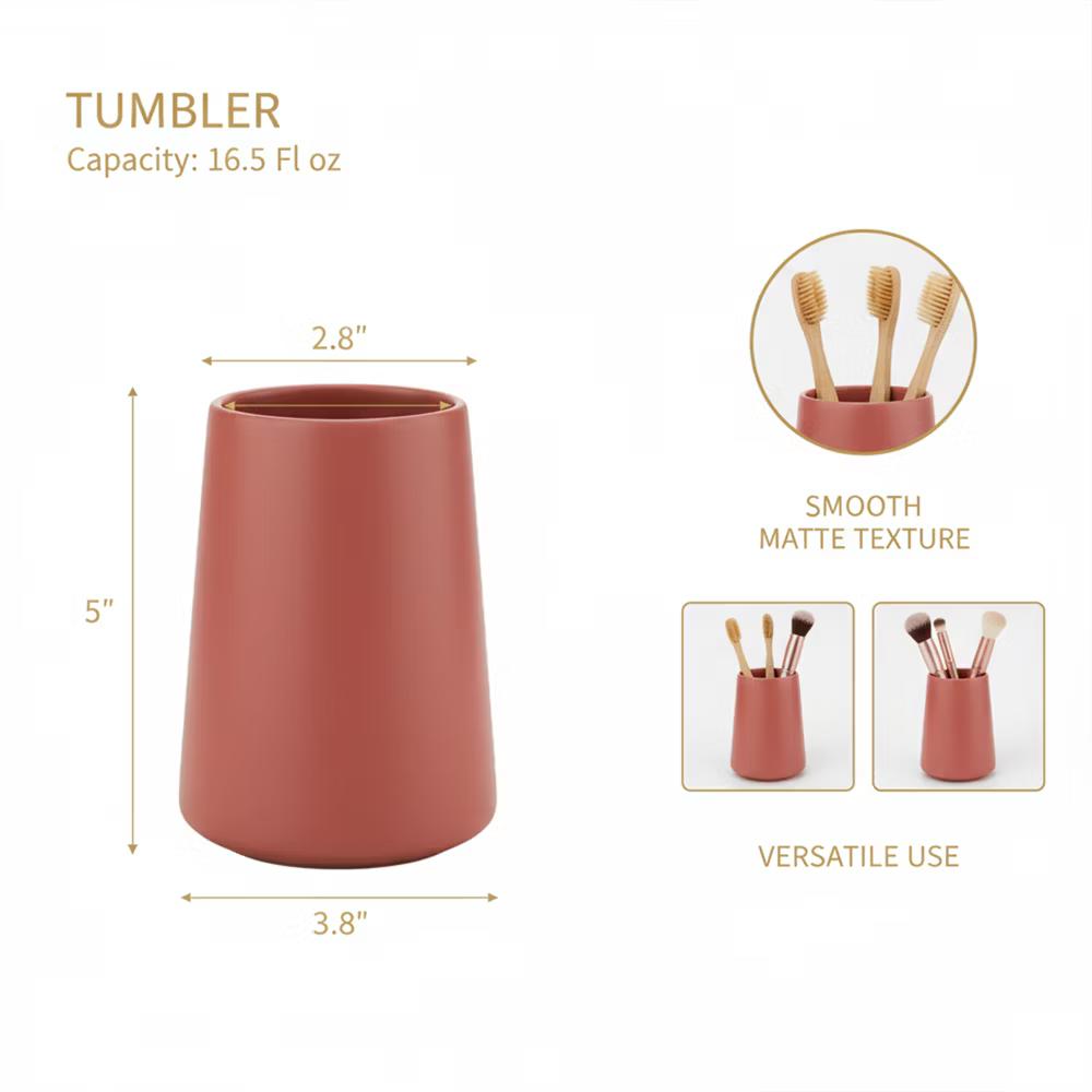 French Home Goods Elegant Stoneware Bathroom Tumbler & Toothbrush Holder - Flared Shape, 14 oz - Image 12
