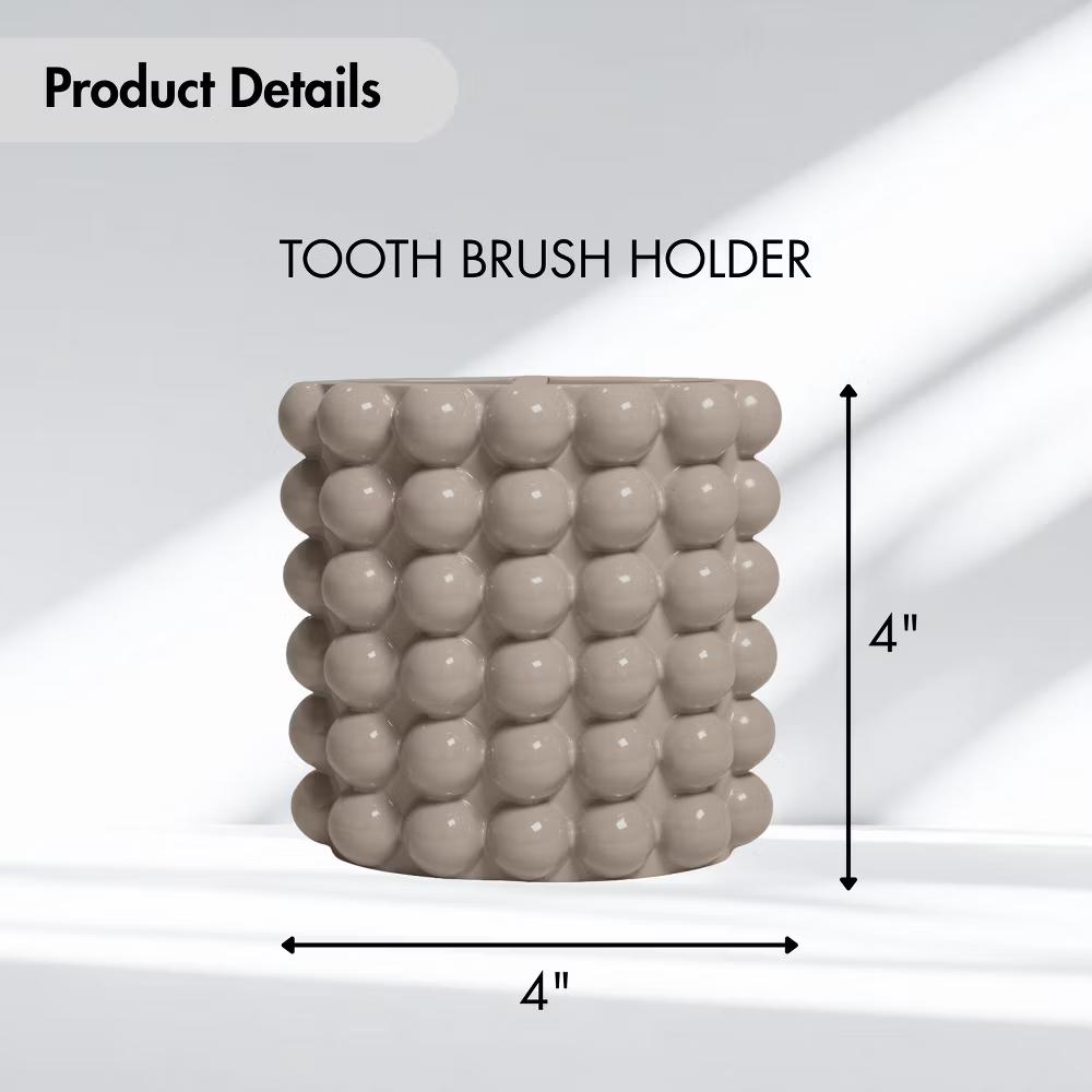Better Trends Nova Bathroom Accessories Collection Toothbrush Holder 100% Resin with Bubble Pattern for Vanity Decor & Countertop - Image 4