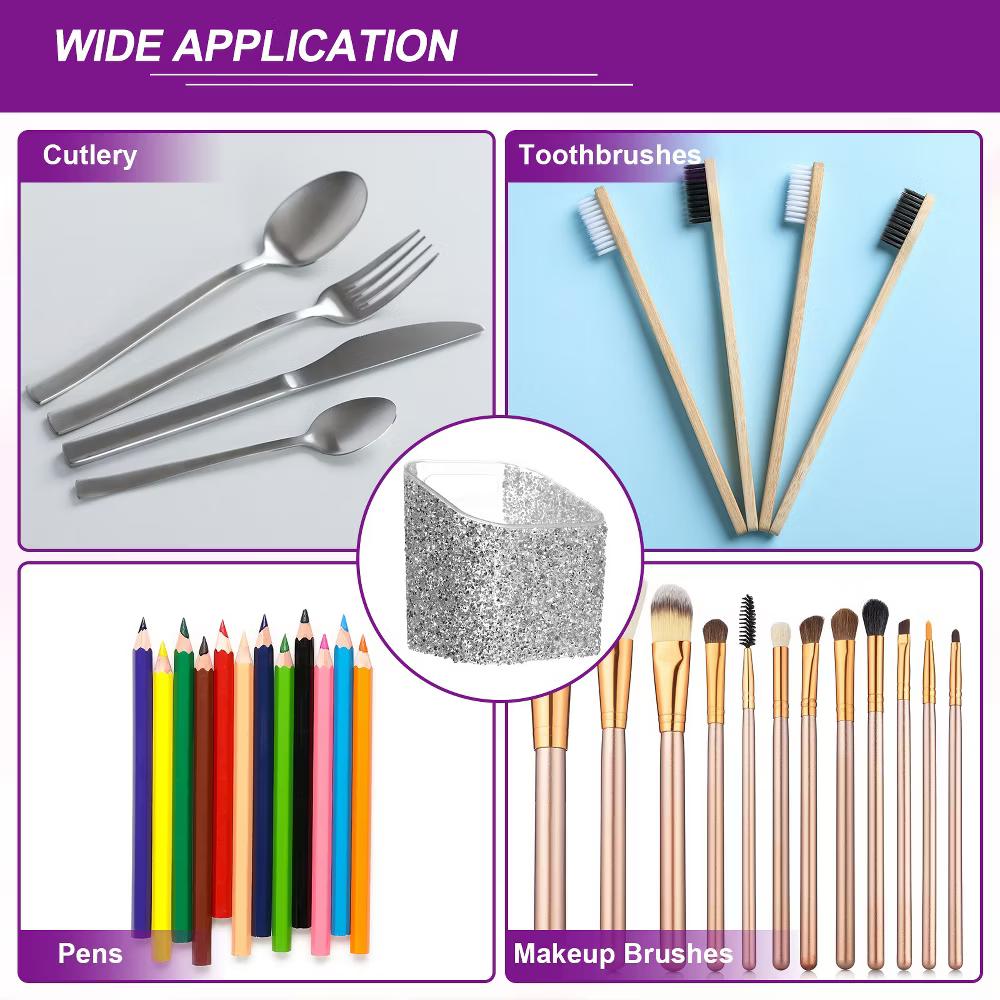 Rhinestone ABS Home Pencil Nail Art Tool Makeup Brush Holder - Image 29