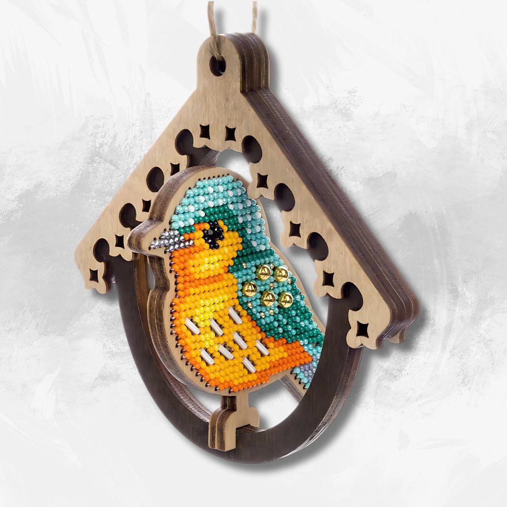Crafts Wooden Bead Embroidery Kit Bird in Birdhouse FLK-580 - Image 4