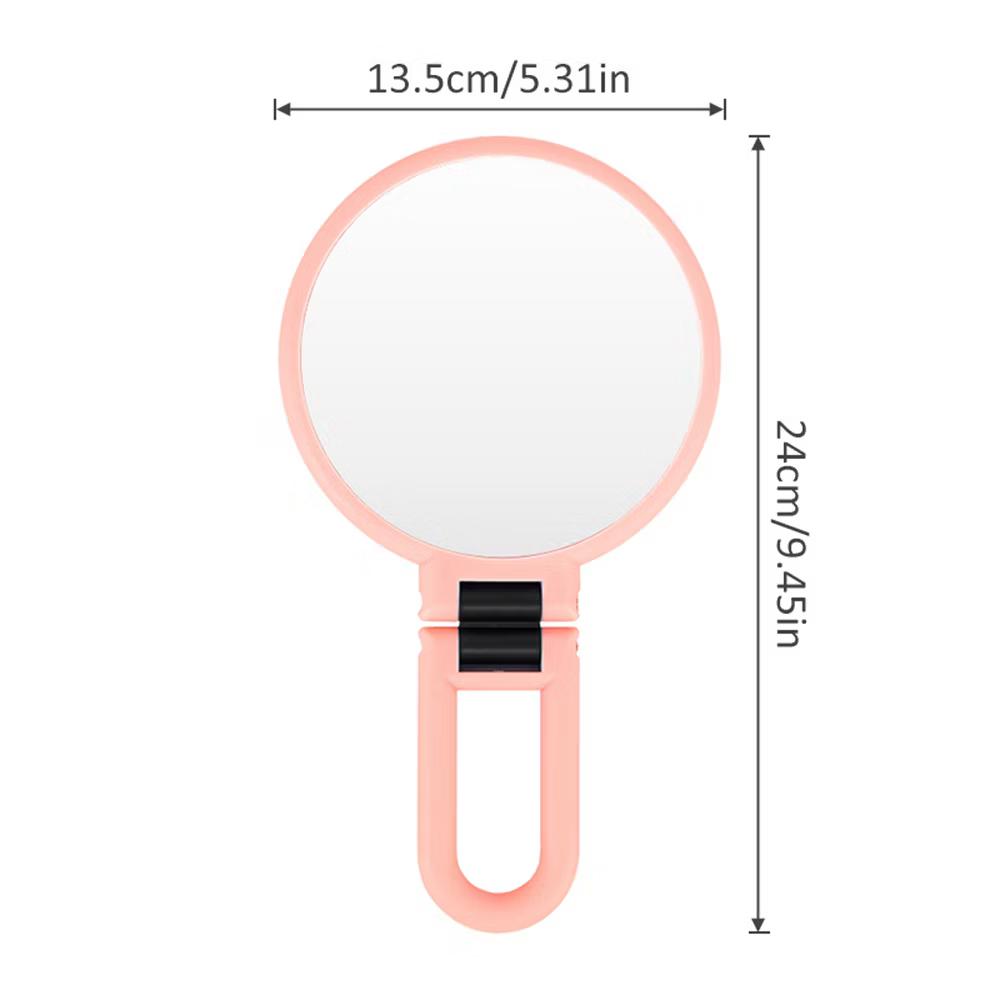 Mber Hand Mirror For Makeup Mirror Double Sided, 1X 10X Magnifying Mirror, Handheld Mirrors with Handle, Foldable Travel Hand Mirror With Stand Pink