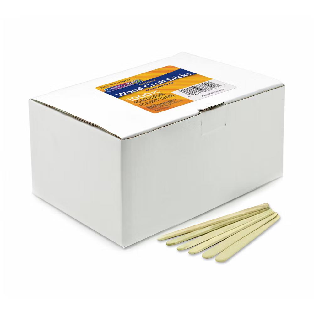 Economy Regular Craft Sticks, Natural, 4-1/2" 3/8", 1000 Pieces Pack, 3 Packs - Image 2