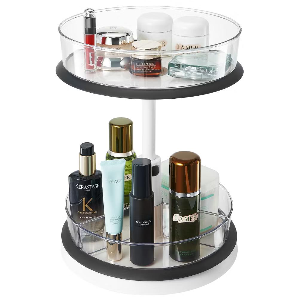 2-Tier Clear Lazy Susan Makeup Organizer - Rotating Cosmetic Storage for Vanity, Bathroom, Bedroom - Image 6