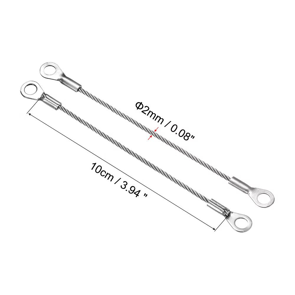 Lanyard Cable Rope with Key Ring Keychains Silver 4 Pcs - Image 34
