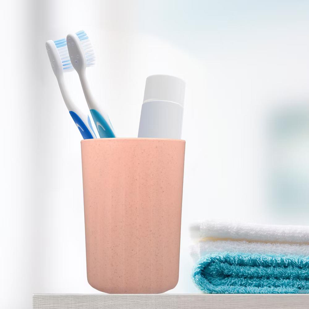 Bathroom Tumbler with Smooth Lines Wheat Straw Cup for Bathroom for Toothpaste 4.09''x2.80'' 1Pc - Image 33