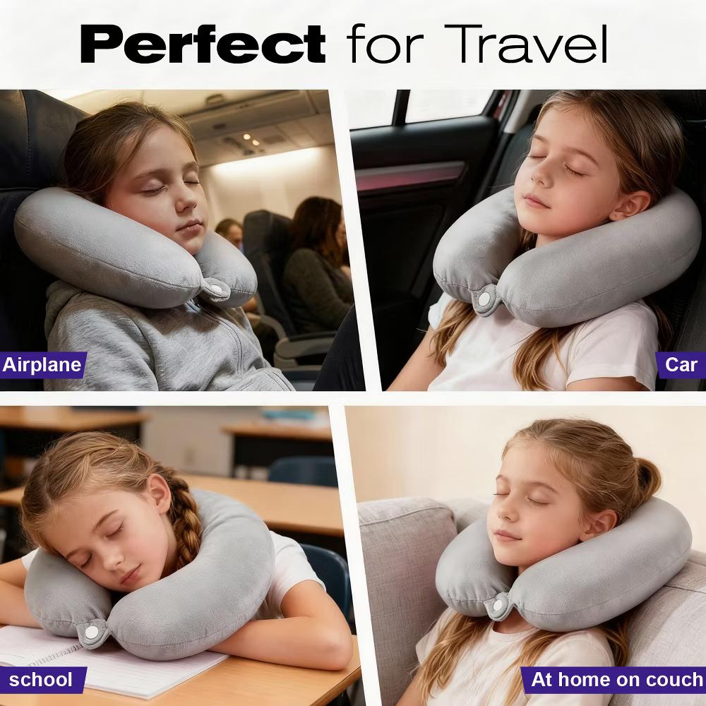 Neck Pillows for Travel Pillow Kids, Small Travel Neck Pillow Airplane, Foldable Memory Foam Neck Pillow for Car Sleeping Travel with Ear Plug - Image 5