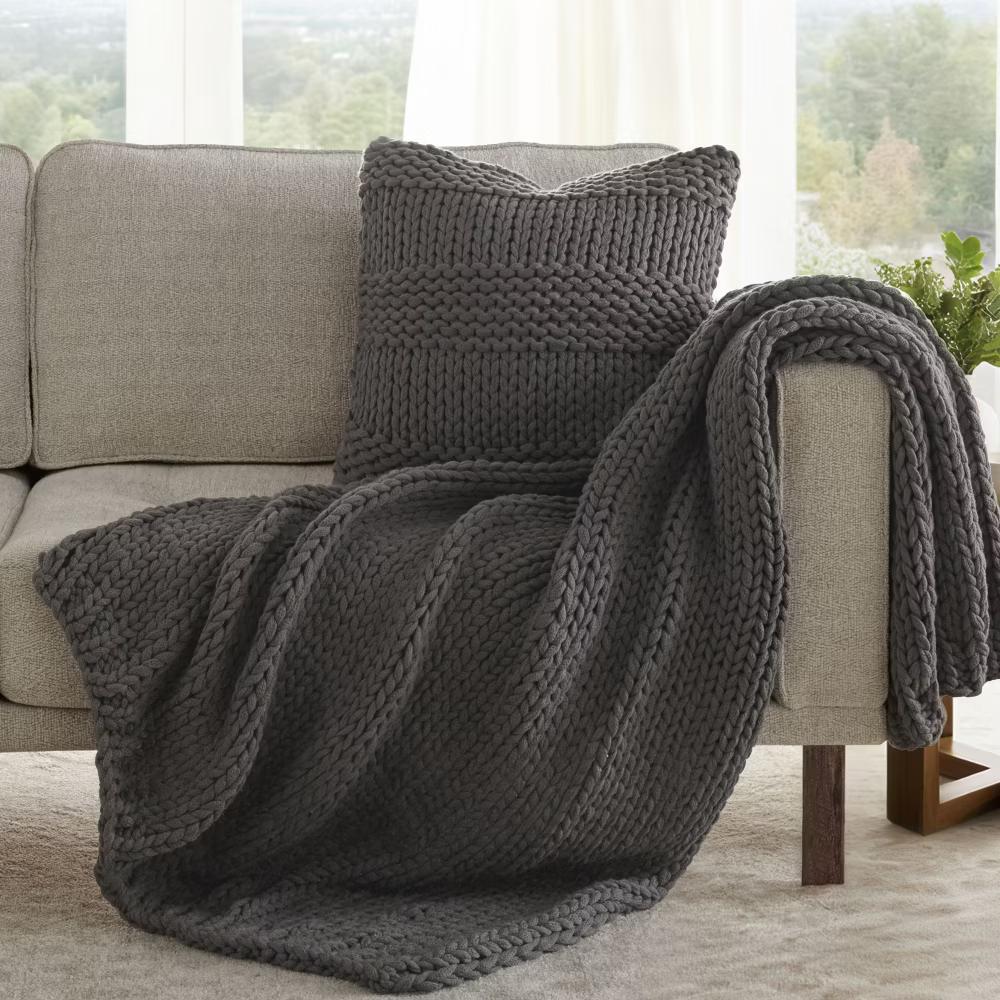 Cozy Chunky Knit Throw Pillow Cover And Pillow Insert - Image 19
