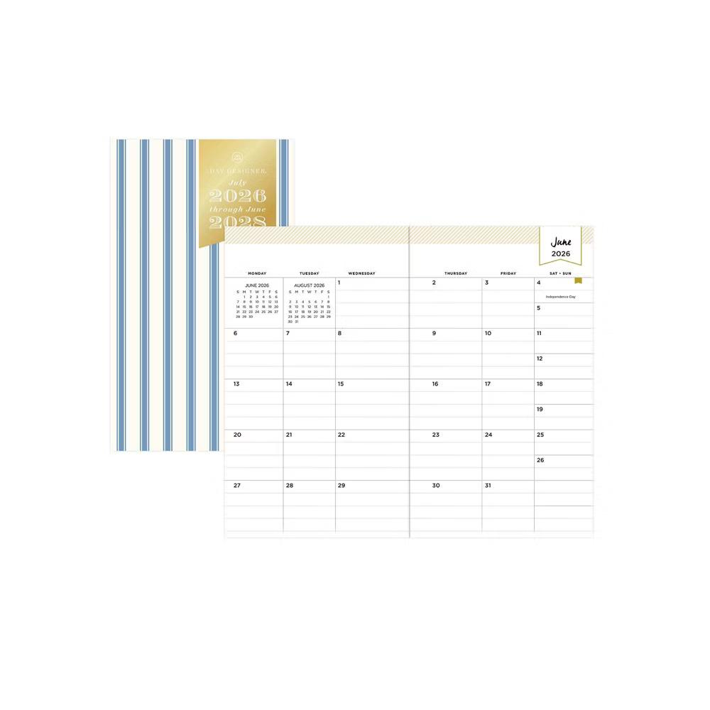 Day Designer 3.625"x6.125" 2026-2027 Planner Cabana Stripe Blue Matte Laminated Monthly 24 Months Stapled - Image 12