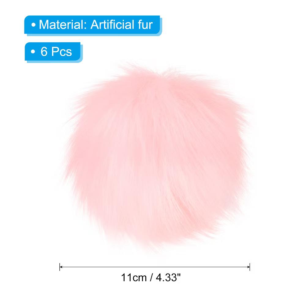 Fluffy Elastic Faux Fur Pom Poms for Hats Scarves Gloves 6 Pcs - Image 18