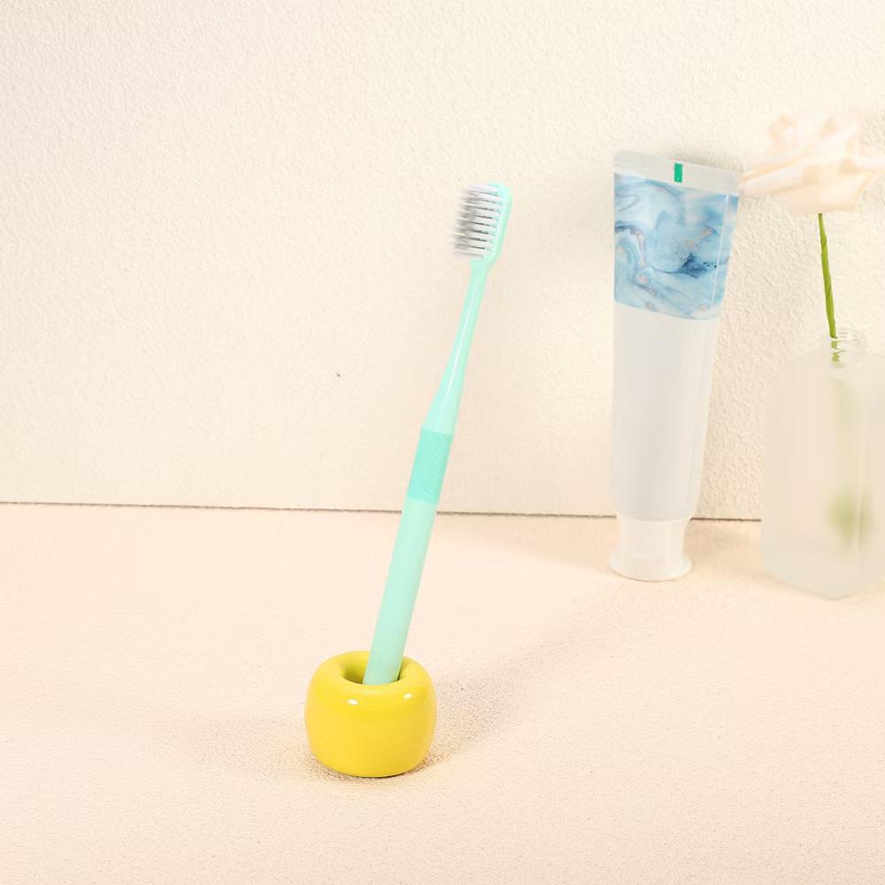 Bathroom Round Mini Ceramic Toothbrush Holder 1.65"x1.18" 2Pcs - Image 70